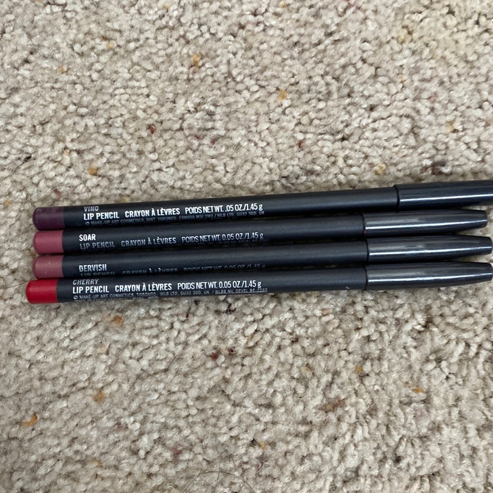 MAC lip liners in cherry, dervish, vino used
